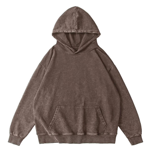 Custom Logo Embroidered <b>Acid</b> <b>Wash</b> Cotton Oversized Boxy Fit Distressed Sweatshirt Hoodie Mineral <b>Wash</b> - Product Image 1