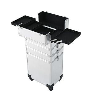 4-in-1 Interchangeable Silver Aluminum Rolling Makeup <b>Case</b> with Draw-Bar Style <b>Cosmetic</b> Bags & <b>Cases</b> - Product Image 3