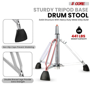Silla de Baterista de 5 Niveles con Respaldo, Asiento Acolchado de 4 Pulgadas, Ajustable con Sistema Airlift, 25.5 Pulgadas de Alto, Capacidad de 441 Libras - Product Image 5