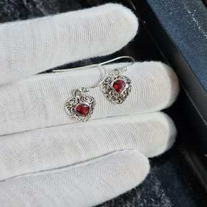 Red Garnet Gemstone Peace Shape <b>Gold</b> Plated 925 Sterling Silver Drop <b>Earrings</b> Handmade Jewelry Trendy Birthday Gift for Women - Product Image 4