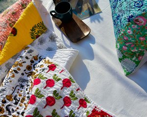 Wholesale Handmade Patchwork pure Cotton <b>Bed</b> Cover Reversible Quilted <b>Block</b> Print Bedspread Boho Bedding Blanket Home Decor ODM - Product Image 4