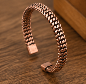 Luxury Oxidized Braided <b>Rope</b> Pure Copper Bangle Wristlet Exquisite Open Design Promotional Novelty Gift - Product Image 1