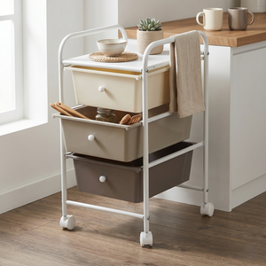 Home <b>Storage</b> Milk Tea Home <b>Storage</b> Office 3 Tier <b>Drawer</b> Cart - Product Image 1