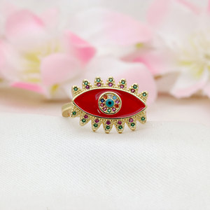 Devil Eye Cocktail <b>Ring</b> 925 Sterling Silver Gold Plated Red Enamel <b>Adjustable</b> <b>Ring</b> Multicolor Zircon Fashion Jewelry for Women - Product Image 2