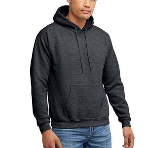 Sudadera con Capucha para Hombre, Color Gris Oscuro, Corte Regular, Color Sólido, Informal, 100% Algodón, Tejido French Terry - Product Image 1