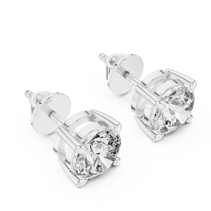 Pendientes de oro blanco de 14k con diamantes cultivados en laboratorio de corte redondo, joyería certificada GRA para mujeres a precio de mayorista. - Product Image 2