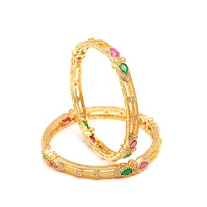 Juego de Brazaletes Abiertos de Latón Chapado en Oro con Moissanita, Brazaletes Decorativos para Bodas y Festivales para Mujer - Product Image 2