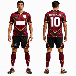 Nueva Camiseta y Pantalones Cortos de Fútbol con Sublimación, Número Personalizado, Tela de Poliéster Elástica de Secado Rápido, Ropa Deportiva para Equipos - Product Image 1
