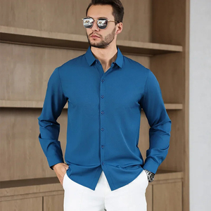 Tenues de bureau décontractées pour hommes, automne, formelles, deux pièces, chemise à manches courtes unie, pantalon long, haute qualité - Product Image 2