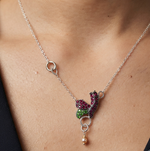 Collier pendentif papillon coloré en argent sterling, bijou minimaliste en cristal en forme de V, 6g, pour femme, cadeau de fête - Product Image 1