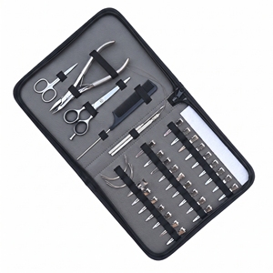 Kit d'outils professionnels pour extensions capillaires avec pinces à micro-anneaux, crochet de tirage, peigne à queue, pinces de sectionnement et aiguilles - Product Image 6