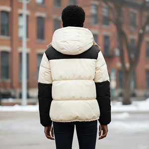 Hooded Color Blocking Puffer Jacket Women Men <b>Winter</b> <b>Thick</b> Warm Casual Zipper Closure Streetwear <b>Coat</b> - Product Image 5