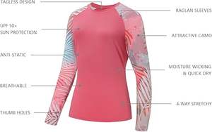 เสื้อเชิ้ตแขนยาวสำหรับตกปลาสำหรับผู้หญิง UPF 50+ เสื้อป้องกันแสงแดด UV ดูดซับความชื้น - Product Image 5