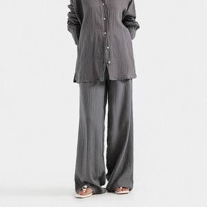 กางเกงจ็อกเกอร์ผู้หญิง ทรงตรง ระบายอากาศได้ดี เป็นมิตรกับสิ่งแวดล้อม ผ้าฝ้าย 100% สวมใส่สบาย ดีไซน์ OEM กางเกงผู้หญิง - Product Image 1