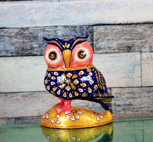 Nirmala Handicrafts Aluminium Owl Decorative Figurine Hand Painted Folk Art Home Decor Cartoon Animal Shape - Product Image 2