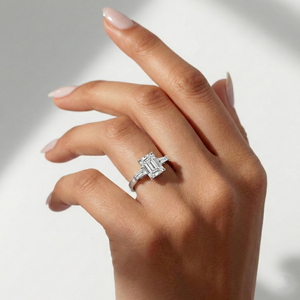 2.60Ct Emerald Brilliant Cut Lab Grown Diamond <b>Ring</b> 14KT 10KT Solid Gold Unique Design <b>Dainty</b> Jewelry Gift for Women Anniversary - Product Image 1