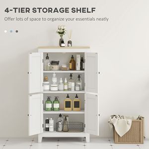 Mobile Bagno Moderno Bianco con 4 Ante in MDF e 2 Ripiani Regolabili - Product Image 4