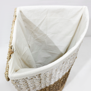 Handwoven Seagrass Multi-Color Eco-Friendly Laundry Hamper With Liner <b>Corner</b> <b>Basket</b> - Product Image 4