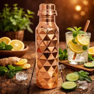 Bouteille d'eau en cuivre écologique à motif floral avec finition imprimée, anti-fuite, pour la maison, l'hôtel, le bureau et les voyages - Product Image 2