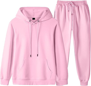Winter Streetwear Fleece 2 Piece Set Men Tracksuits Long Pants with Pockets and string and Pull Over Hoodie <b>Jogging</b> <b>Suits</b> - Product Image 5