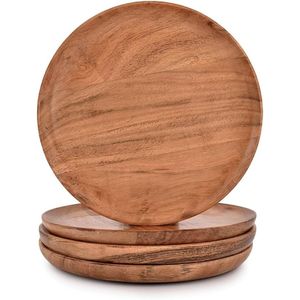 Assiette de service ronde en bois de noyer noir massif de 13 pouces, plateau de luxe en bois, vaisselle écologique pour hôtels et restaurants - Product Image 3