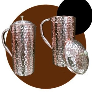 Carafe à eau en cuivre haute avec couvercle et poignée, pichet traditionnel pour la maison, la salle à manger et les bienfaits du bien-être - Product Image 5