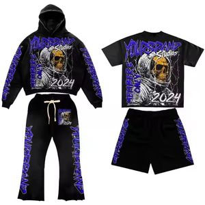 Conjunto de chándal acampanado de invierno personalizado para hombre, talla grande, estilo urbano, con sudadera con capucha 3D y jogger, con bajo sin rematar y gráficos. - Product Image 2