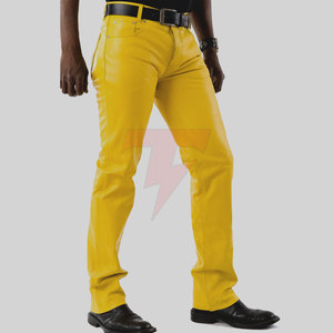Pantalones de Cuero Vacuno Auténtico para Hombre, Diseño Personalizado, Estampado, Corte Recto, Ligeros, Cintura Alta, Hechos en Pakistán - Product Image 3