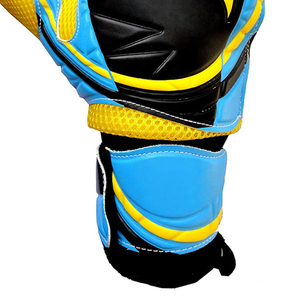 Gants de gardien de but de football professionnels jaunes et bleus en cuir PU, à doigts entiers, antidérapants, respirants, avec sangle de poignet réglable, unisexe - Product Image 6