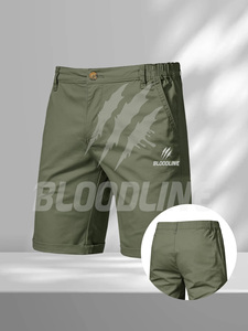 Shorts Bermuda en coton noir pour homme, taille élastiquée, coupe droite, respirants, en maille, décontractés - Product Image 6