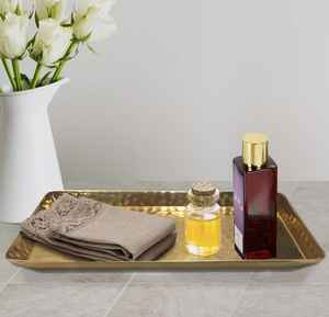 Bandeja Rectangular de Metal Dorado Martillado para Servir, Plato de Lujo para Servir Alimentos, para el Hogar, Cocina, Hotel, Restaurante, Fiesta, Moderno - Product Image 2