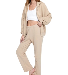 Wholesale <strong>Long</strong> Sleeve Sweatshirts Jacket Full Zip up <strong>Hoodie</strong> Fall Fashion 200-500 Gsm Cotton Top Blank Custom <strong>Women</strong> Zip-up <strong>Hoodie</strong>