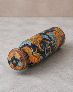 Botella de Agua de Cobre Puro Impresa con Diseño Floral Artístico Paisley, Tapa de Rosca a Prueba de Fugas, Botella Ayurvédica para Beber - Product Image 4