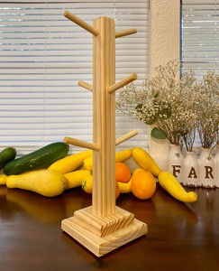 Wholesale Hot Sell Handmade Natural Bamboo Tree Shape Eco-Friendly Mug Holder <b>Rack</b> with Custom Welcome wooden mug holder - Product Image 2