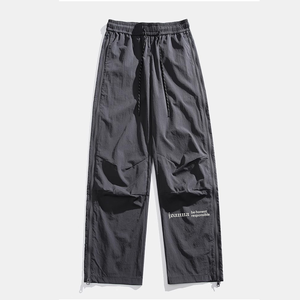 Pantalones de chándal anchos de nailon ligero con cremallera lateral personalizada para hombre, estilo urbano, cortavientos, joggers de hip hop al por mayor - Product Image 5