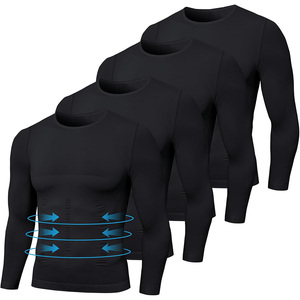 T-shirt de compression à manches longues pour homme, logo personnalisé, séchage rapide, respirant, vêtements de sport pour la compétition et la salle de sport - Product Image 4
