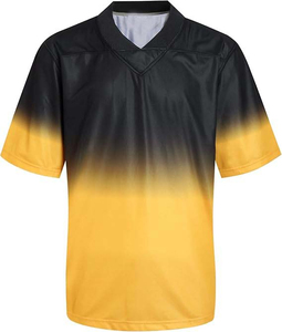 เสื้อเจอร์ซีย์อเมริกันฟุตบอลแขนสั้นสำหรับผู้ชาย Rapid Sports คอทรงโอ สีไล่ระดับดำเหลือง ด้านหน้าพิมพ์ลายแบบ Sublimated ระบายเหงื่อได้ดี - Product Image 1