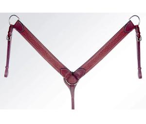 Cabezada, pechopetral y riendas de cuero marrón estilo western, con adornos de cesta y onda hechos a mano, herrajes de acero inoxidable, fabricante indio, marca LLT - Product Image 2