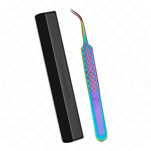 Professional Zullo Industries Curved Stainless Steel Eyelash Tweezers Sharp Tip Multi Color Lash Extension <b>Tool</b> - Product Image 5
