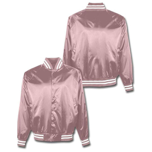 เสื้อแจ็คเก็ตบอมเบอร์ผ้าซาตินสีน้ำเงินกรมท่าสำหรับผู้หญิง แบบคลาสสิก ซิปหน้า เงางาม น้ำหนักเบา สวมใส่สบาย ทรงเข้ารูป เสื้อคลุมลำลองเนื้อนุ่ม - Product Image 4