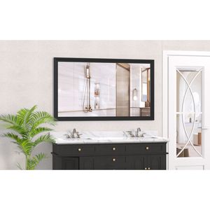 Modern Rectangle Bathroom <b>Mirror</b> 60\"x36\" Oversized <b>Large</b> Wall <b>Mirror</b> with Black <b>Frame</b> Decorative for Living Room or Bedroom - Product Image 1