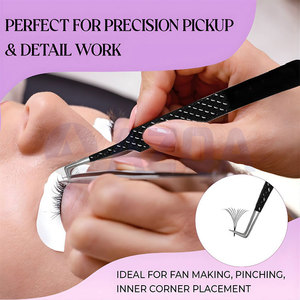 Pinzas de Extensión de Pestañas de Acero Inoxidable Ultra Finas con Punta en L de 90 Grados para Aplicación Precisa de Pestañas y Trabajo de Volumen - Product Image 2