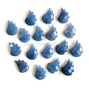 Opale bleue naturelle facettée en forme de feuille, sculptée à la main, pierre précieuse de 11 mm et 15 mm, opale bleue en vrac pour la fabrication de bijoux, vente en gros - Product Image 1