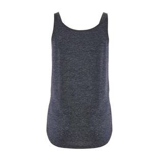 Camiseta sin mangas clásica de diseño en algodón/spandex con logo frontal, totalmente elástica, cuello en U acanalado, para mujer, ropa deportiva. - Product Image 3