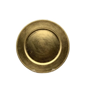 Plato de metal con acabado dorado para decoración de bodas, forma redonda, reutilizable, apto para alimentos, con impresión de logotipo personalizado. - Product Image 1