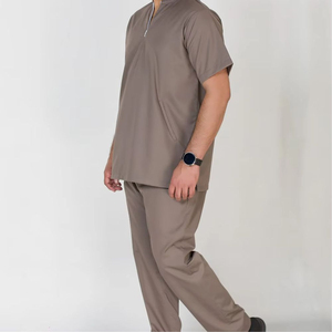 Ensembles de blouses médicales unisexes personnalisées à col rond en tissu rayonne et toile, détection d'aiguilles, service OEM, uniformes d'hôpital avec logo personnalisé - Product Image 2