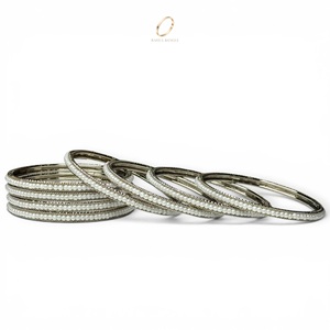 Ensemble de bracelets minimalistes en argent plaqué argent avec perles, style américain, pour femmes, bijoux de mariage indiens haut de gamme, prix de gros - Product Image 4