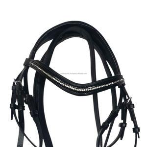 Brida de Cuero Negra de Tamaño Completo con Adornos de Cristal, Diseño Ecuestre Costa Sports - Product Image 5