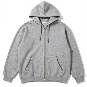 เสื้อฮู้ดซิปโอเวอร์ไซส์สำหรับผู้ชายและผู้หญิง สไตล์สตรีทแวร์ ผ้าฟลีซผสมคอตตอน สวมใส่สบาย ล้างสีแบบสโตนวอช หน้าผ้าหนา รับผลิตแบบ OEM - Product Image 3