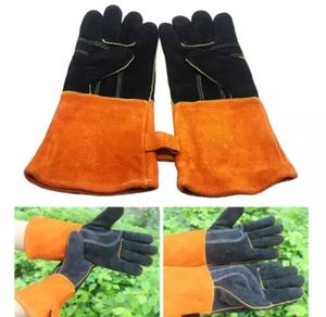 ถุงมืองานเชื่อมก่อสร้าง XL ป้องกันแรงกระแทกถุงมือยางไนล่อนเรียงตามจุดดับเพลิงวัวแยกมือหนัง - Product Image 2